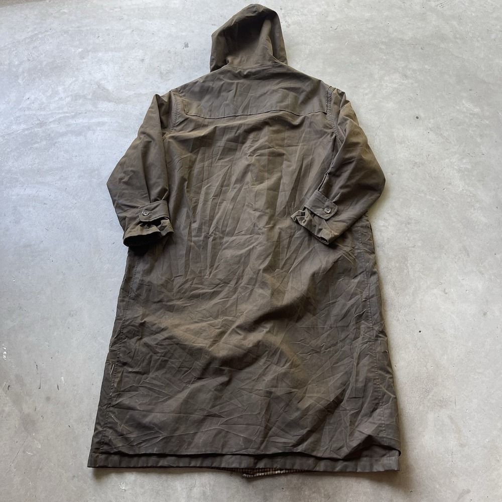 Vintage Polo Ralph Lauren Duffle Coat Vintage Brown Oil Tin Cloth Waxed Large - Picture 7 of 9